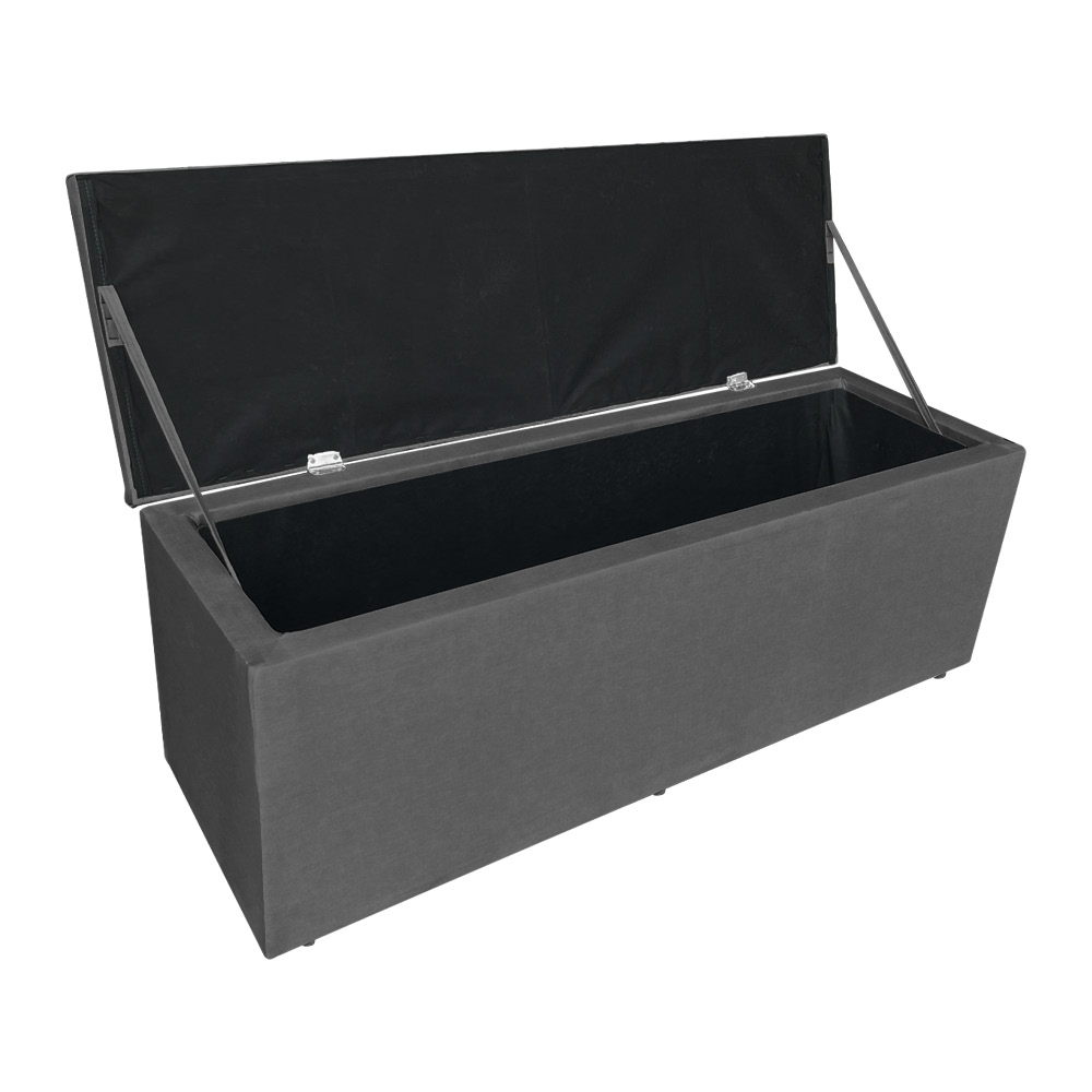 Kit Cabeceira Painel e Calçadeira Baú Casal Queen 1,60m Londres Suede Cinza Dal Poz Estofados