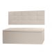 Kit Cabeceira Painel e Calçadeira Baú Casal Queen 1,60m Roma Material Sintético Bege Dal Poz Estofados