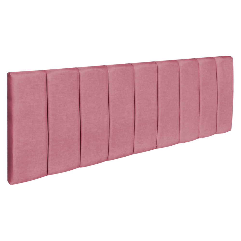 Kit Cabeceira Painel e Calçadeira Baú Solteiro 0,90m Londres Suede Rosa Dal Poz Estofados