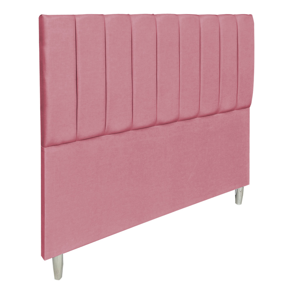 Kit Cabeceira e Calçadeira Baú Casal 1,40m Londres Suede Rosa Dal Poz Estofados