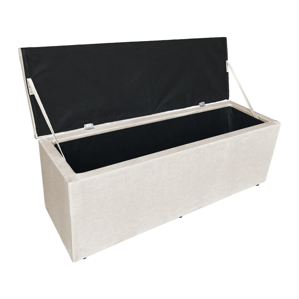 Kit Cabeceira e Calçadeira Baú Casal King 1,95m Londres Suede Bege Dal Poz Estofados