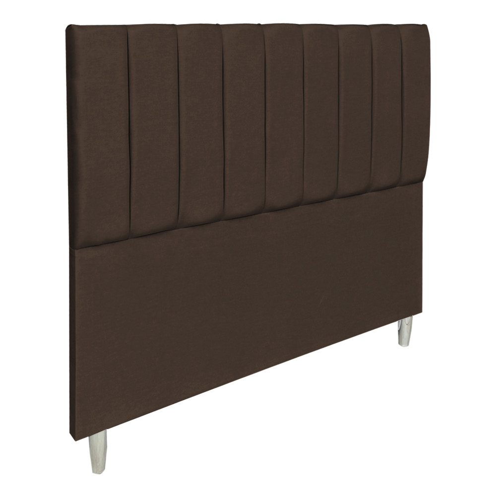 Kit Cabeceira e Calçadeira Baú Casal King 1,95m Londres Suede Marrom Dal Poz Estofados