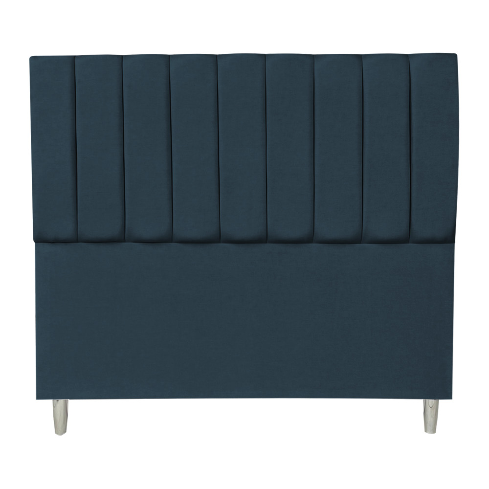 Kit Cabeceira e Calçadeira Baú Casal Queen 1,60m Londres Veludo Azul Marinho Dal Poz Estofados