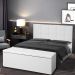 Kit Cabeceira e Calçadeira Baú Casal Queen 1,60m Roma Material Sintético Branco Dal Poz Estofados