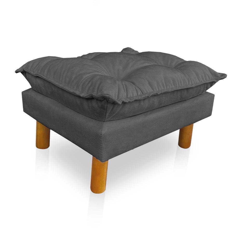Kit Poltrona Amamentação Sara + Puff Suede Cinza Dal Poz Estofados