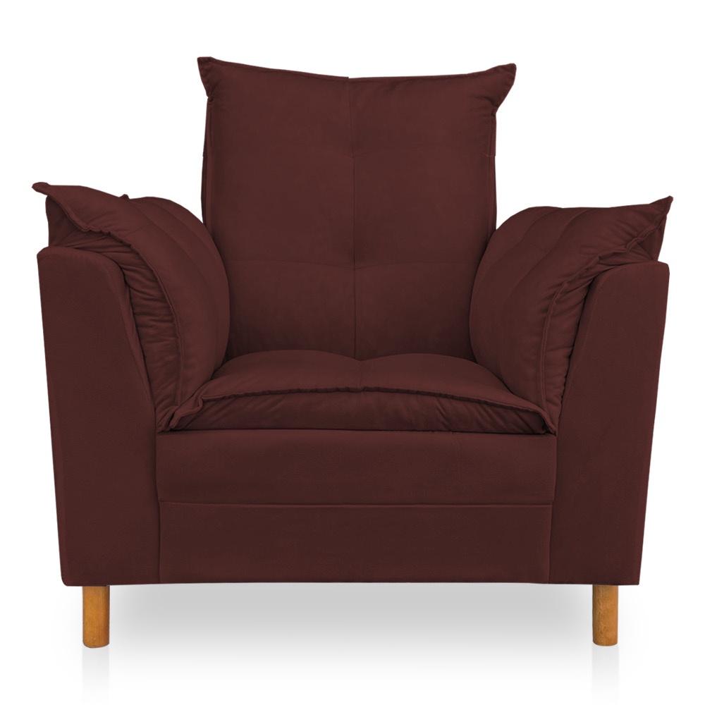 Kit Poltrona Amamentação Sara + Puff Suede Marsala Dal Poz Estofados