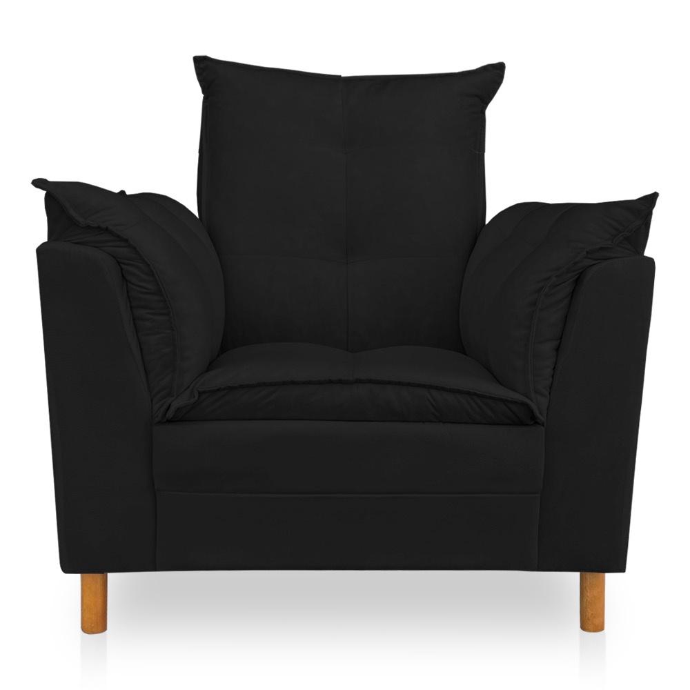 Kit Poltrona Amamentação Sara + Puff Suede Preto Dal Poz Estofados