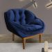 Poltrona Decorativa Marcela Veludo Azul Marinho Dal Poz Estofados
