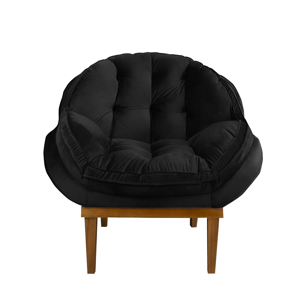 Poltrona Decorativa Marcela Veludo Preto Dal Poz Estofados