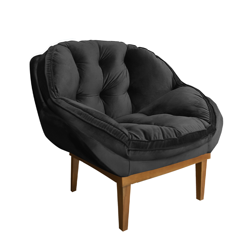 Poltrona Decorativa Marcela Veludo Preto Dal Poz Estofados