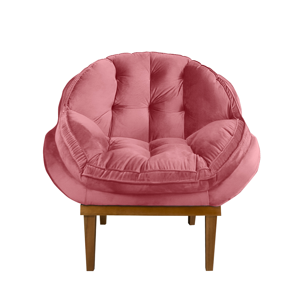 Poltrona Decorativa Marcela Veludo Rosa Dal Poz Estofados