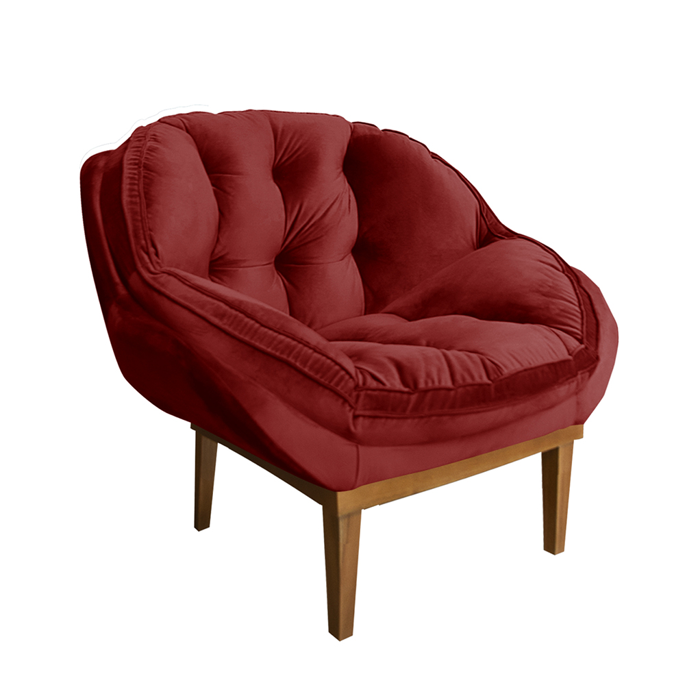 Poltrona Decorativa Marcela Veludo Vermelho Dal Poz Estofados
