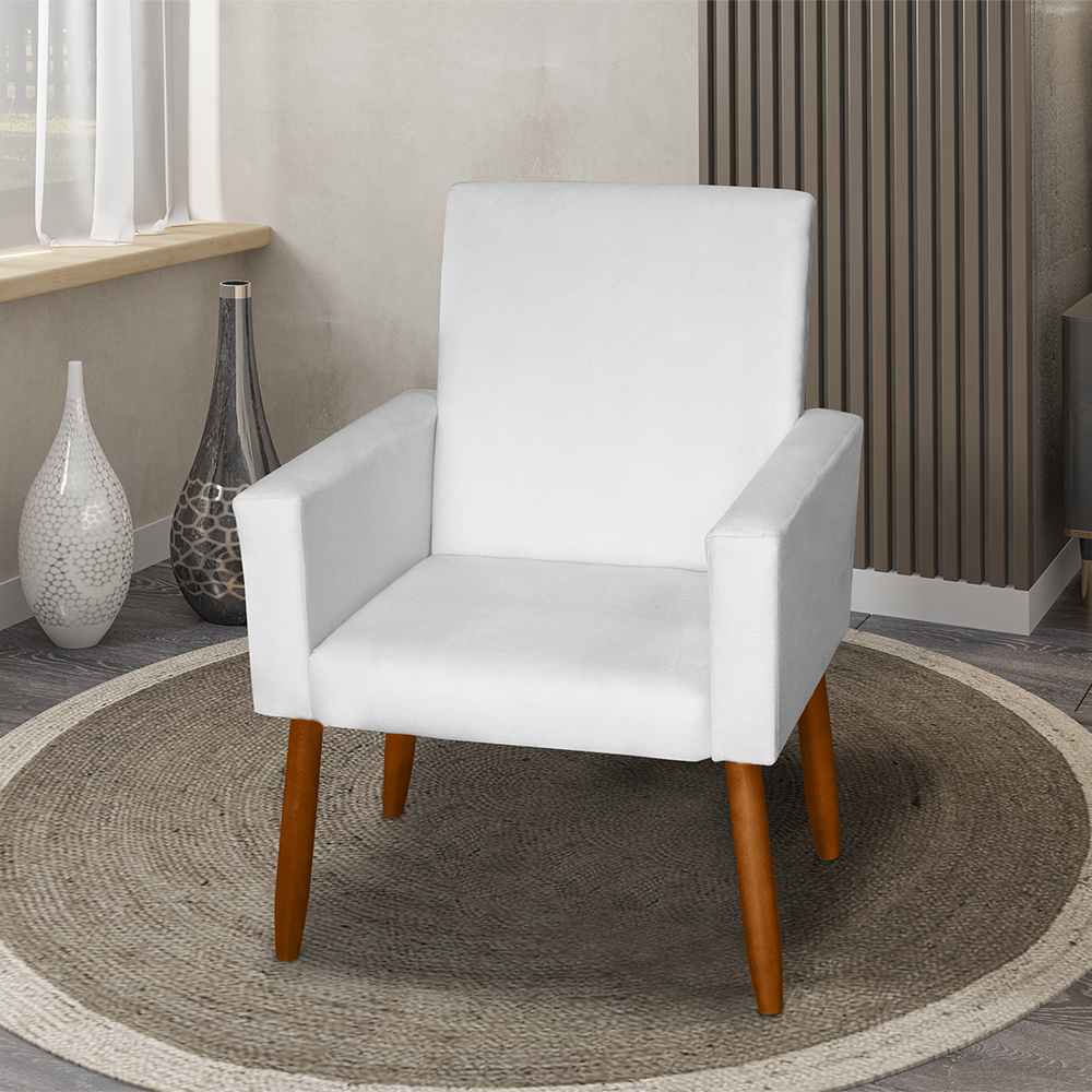 Poltrona Decorativa Mel Material Sintético Branco Dal Poz Estofados