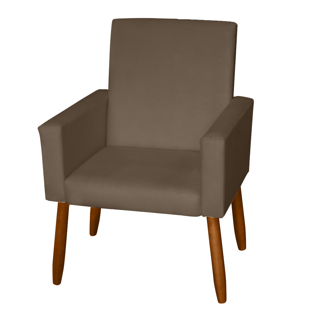 Poltrona Decorativa Mel Material Sintético Marrom Dal Poz Estofados