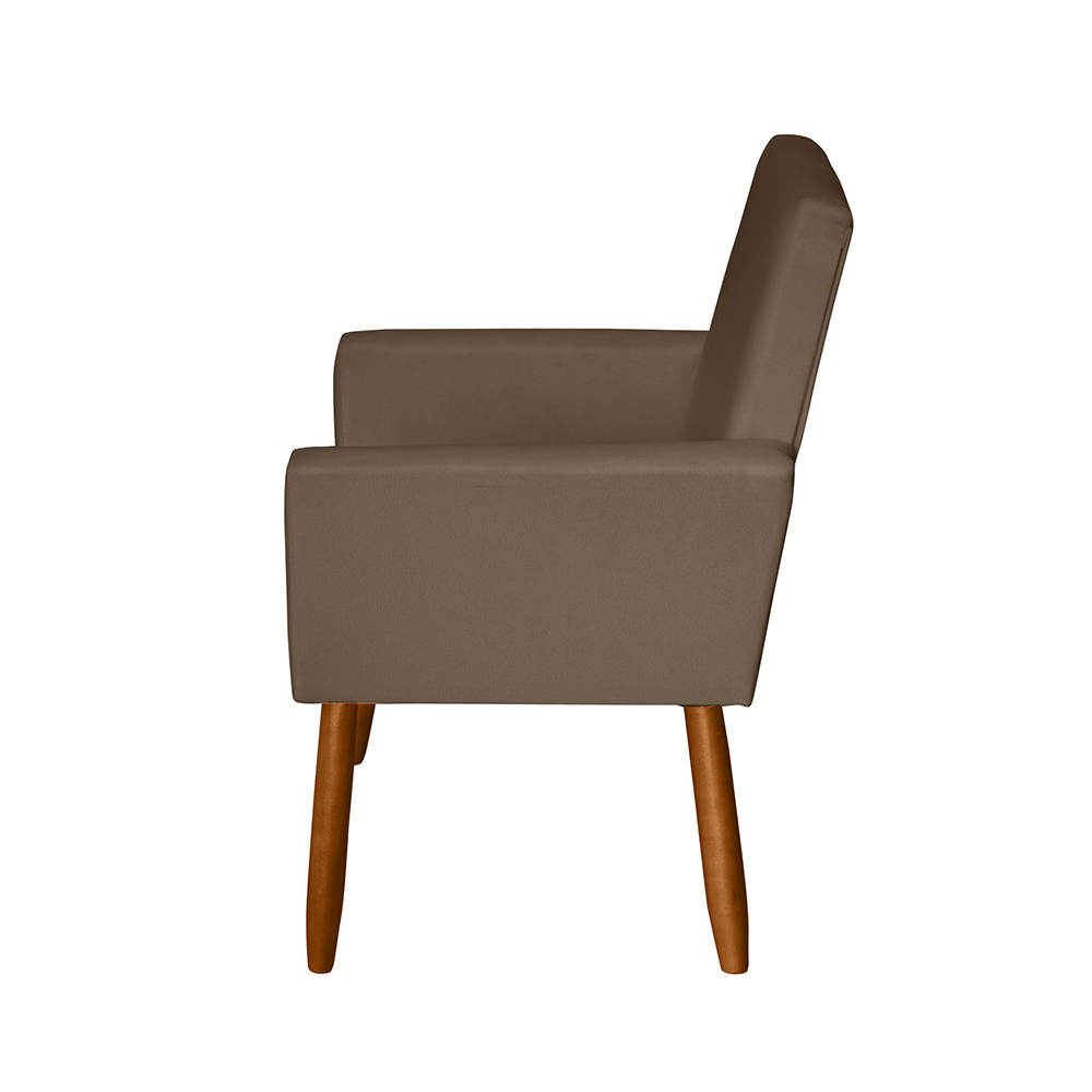 Poltrona Decorativa Mel Material Sintético Marrom Dal Poz Estofados