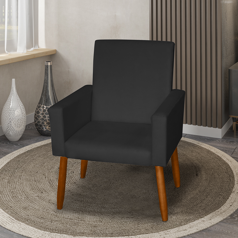 Poltrona Decorativa Mel Material Sintético Preto Dal Poz Estofados
