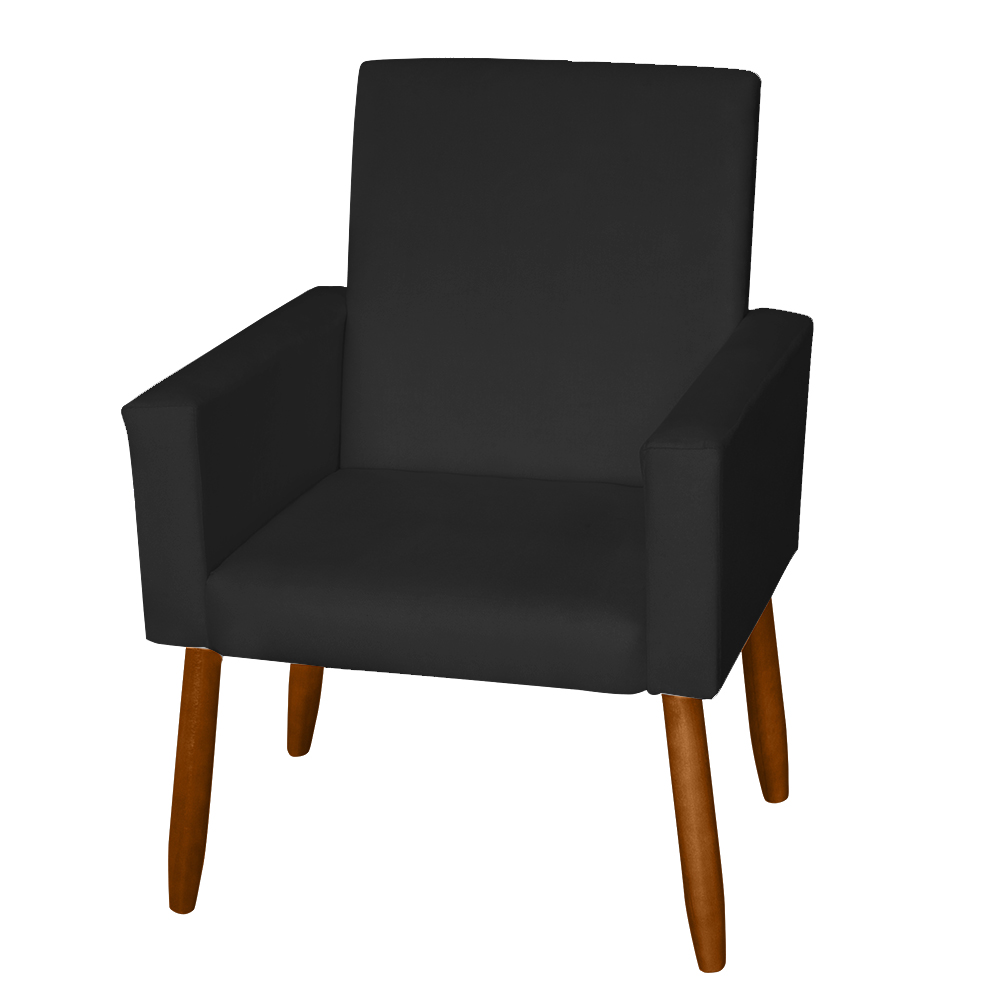 Poltrona Decorativa Mel Material Sintético Preto Dal Poz Estofados