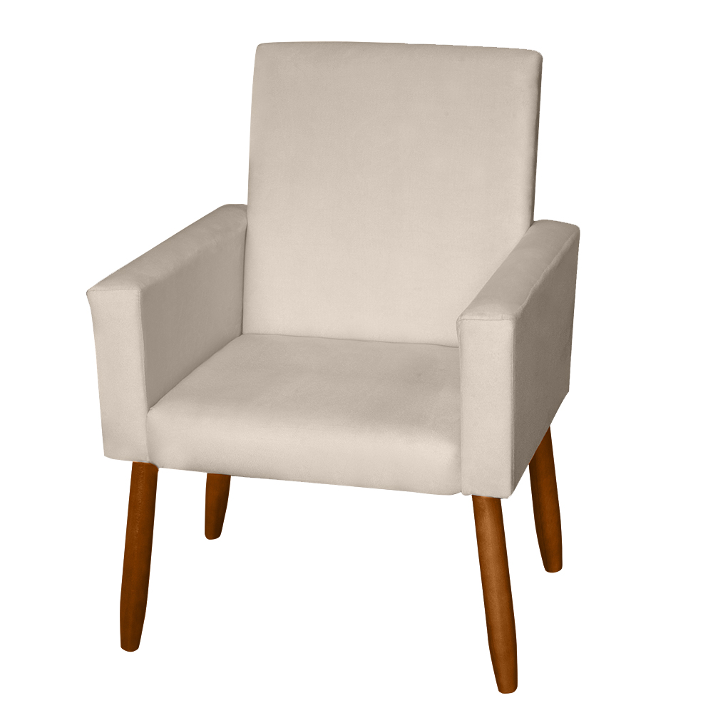 Poltrona Decorativa Mel Suede Bege Dal Poz Estofados