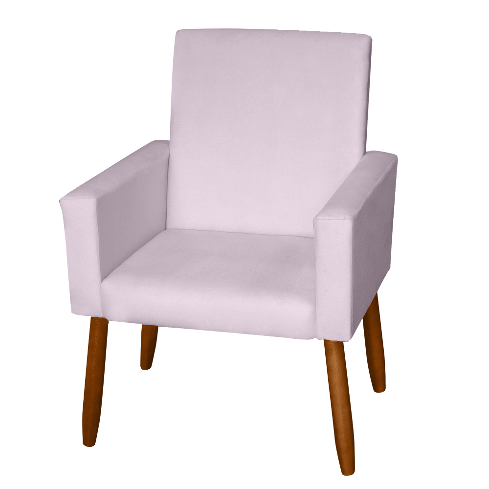 Poltrona Decorativa Mel Suede Rosa Claro Dal Poz Estofados