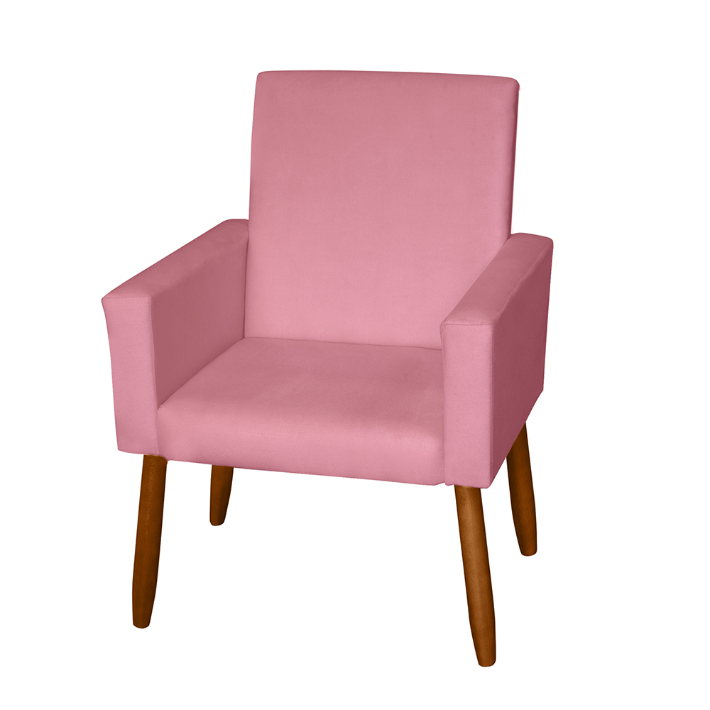 Poltrona Decorativa Mel Suede Rosa Dal Poz Estofados