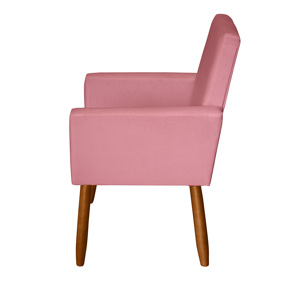 Poltrona Decorativa Mel Suede Rosa Dal Poz Estofados