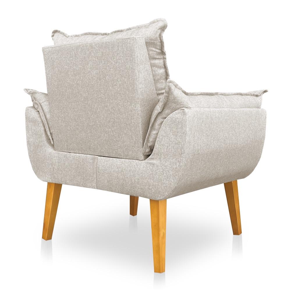 Poltrona Opala Decorativa Luxo Linho Bege Dal Poz Estofados