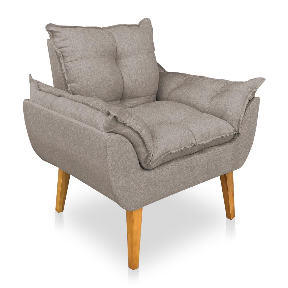 Poltrona Opala Decorativa Luxo Linho Capuccino Dal Poz Estofados