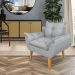 Poltrona Opala Decorativa Luxo Linho Cinza Dal Poz Estofados
