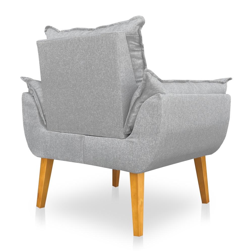 Poltrona Opala Decorativa Luxo Linho Cinza Dal Poz Estofados