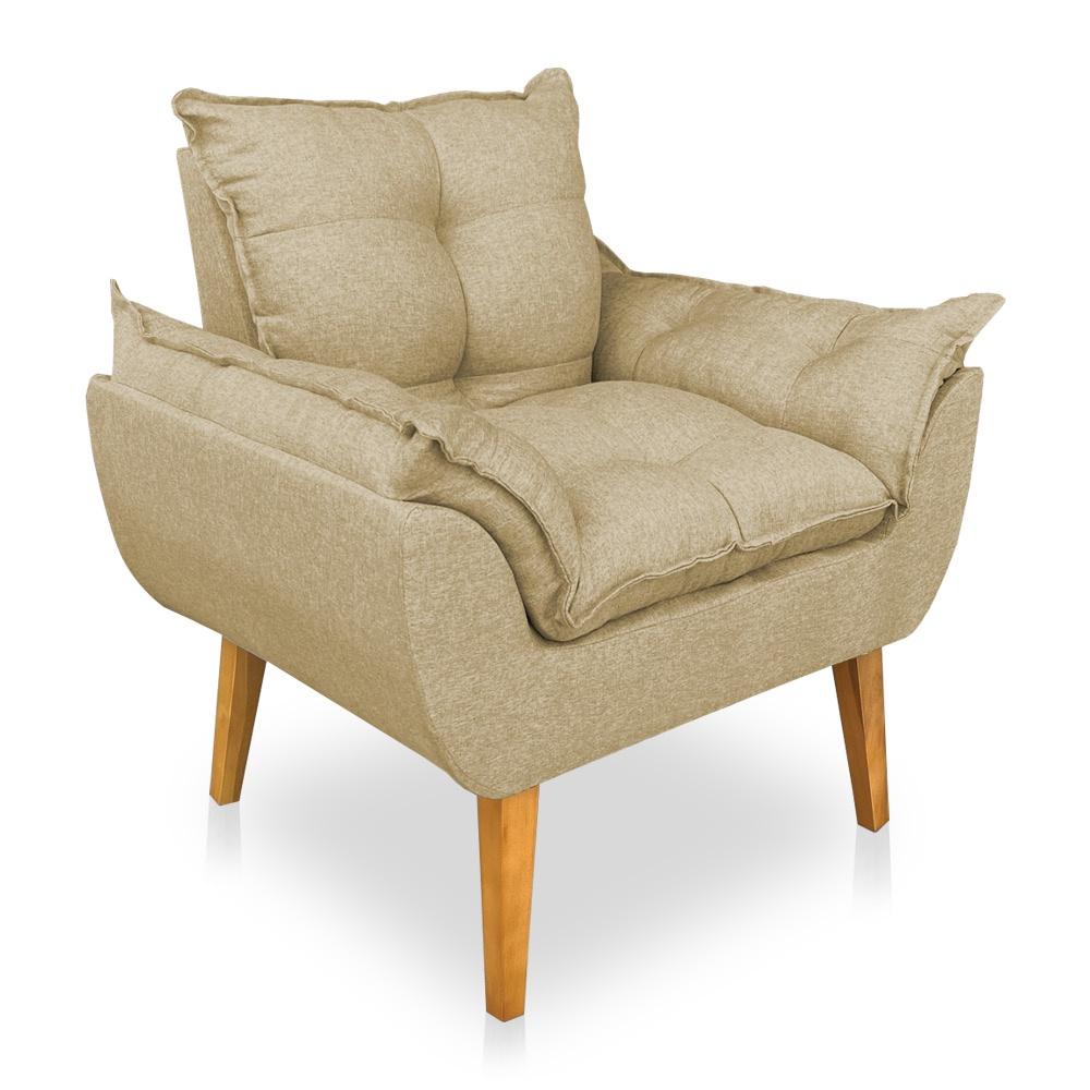 Poltrona Opala Decorativa Luxo Linho Dourado Dal Poz Estofados