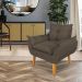 Poltrona Opala Decorativa Luxo Linho Marrom Dal Poz Estofados