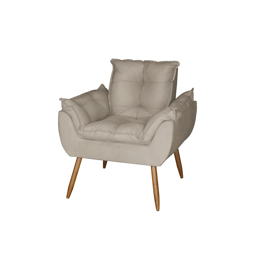 Poltrona Opala Decorativa Suede Bege Dal Poz Estofados
