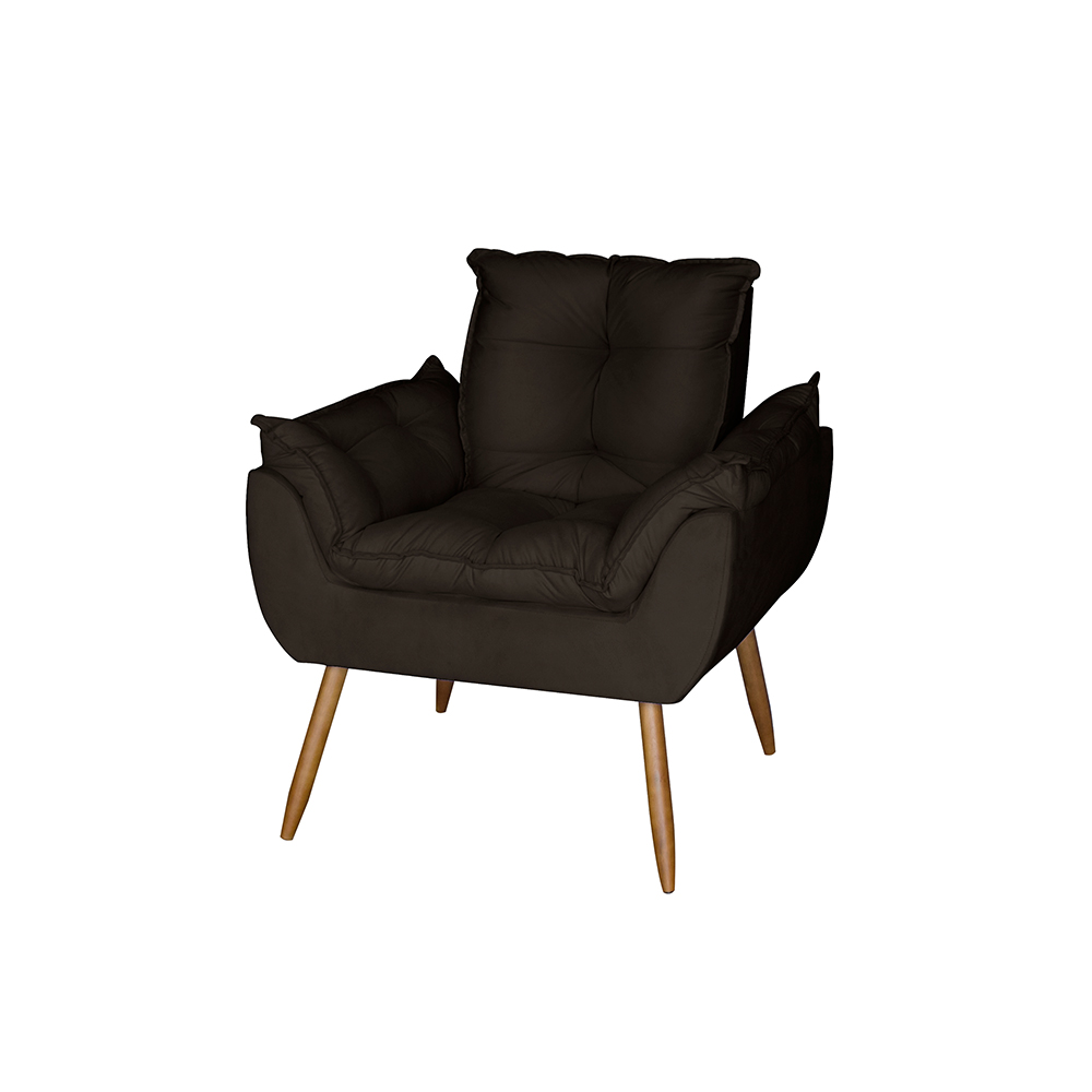 Poltrona Opala Decorativa Suede Marrom Dal Poz Estofados