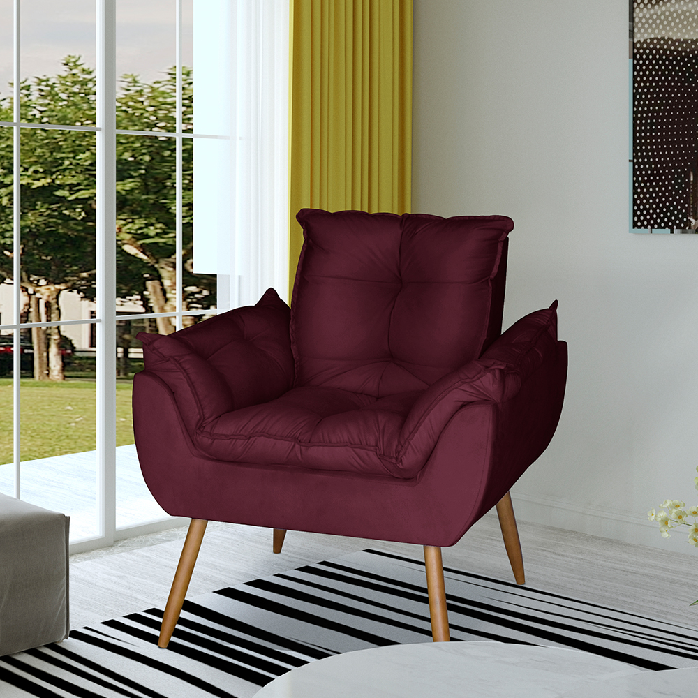 Poltrona Opala Decorativa Suede Marsala Dal Poz Estofados