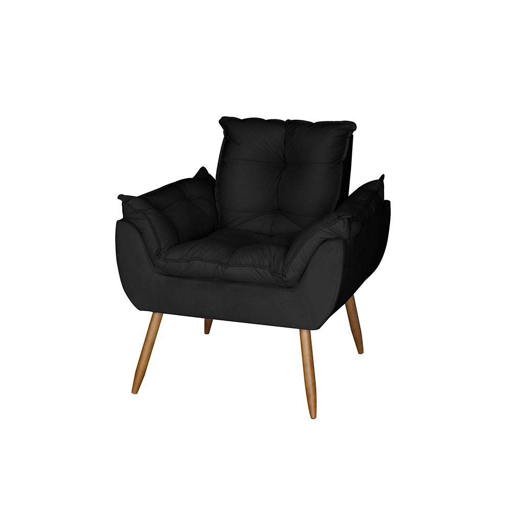 Poltrona Opala Decorativa Suede Preto Dal Poz Estofados