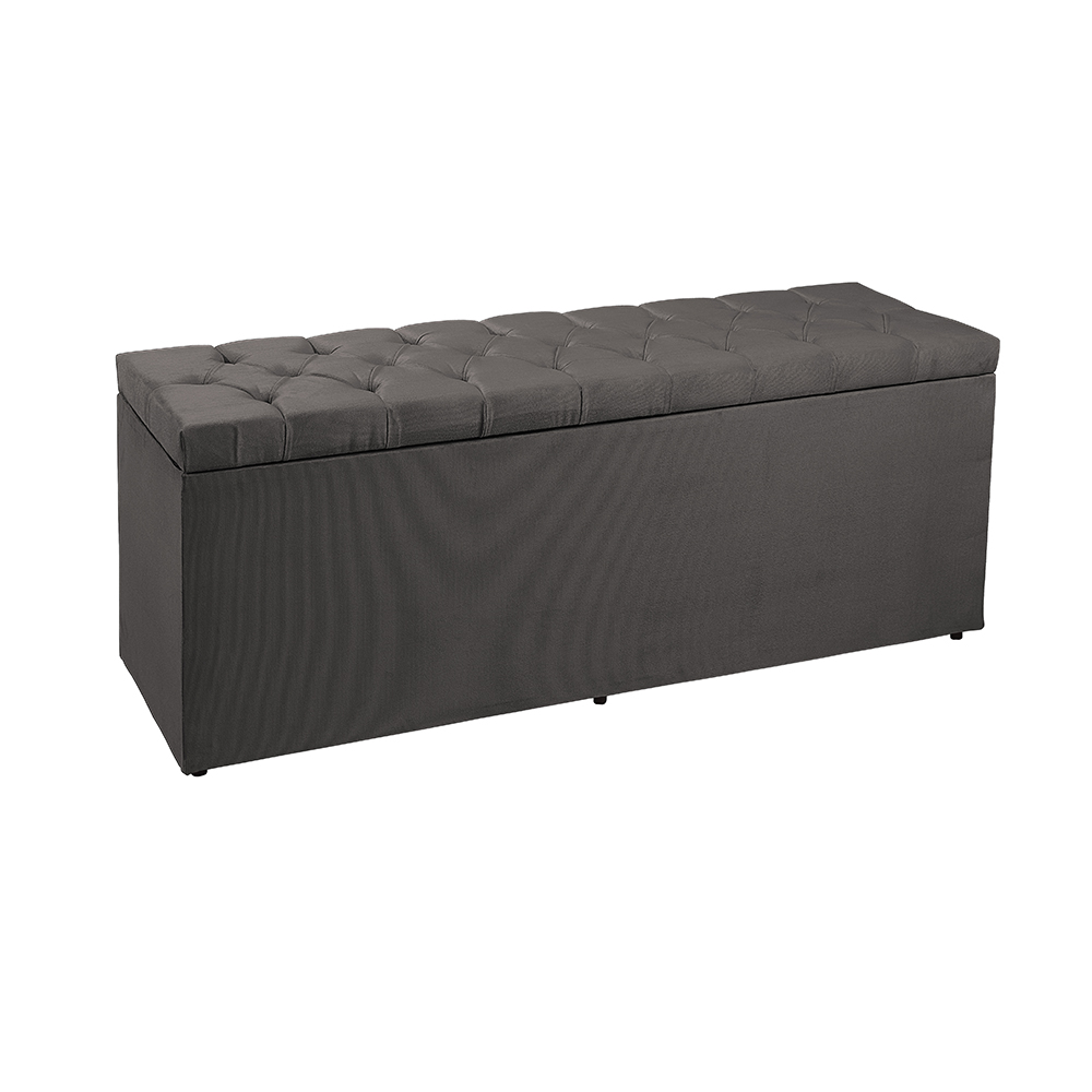 Recamier Baú 1,40m Madrid Suede Cinza Dal Poz Estofados