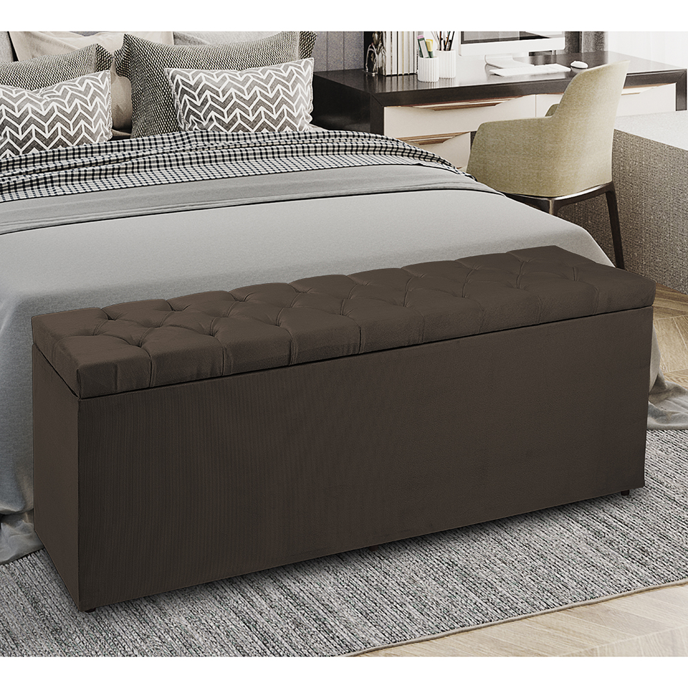 Recamier Baú 1,60m Madrid Suede Marrom Dal Poz Estofados