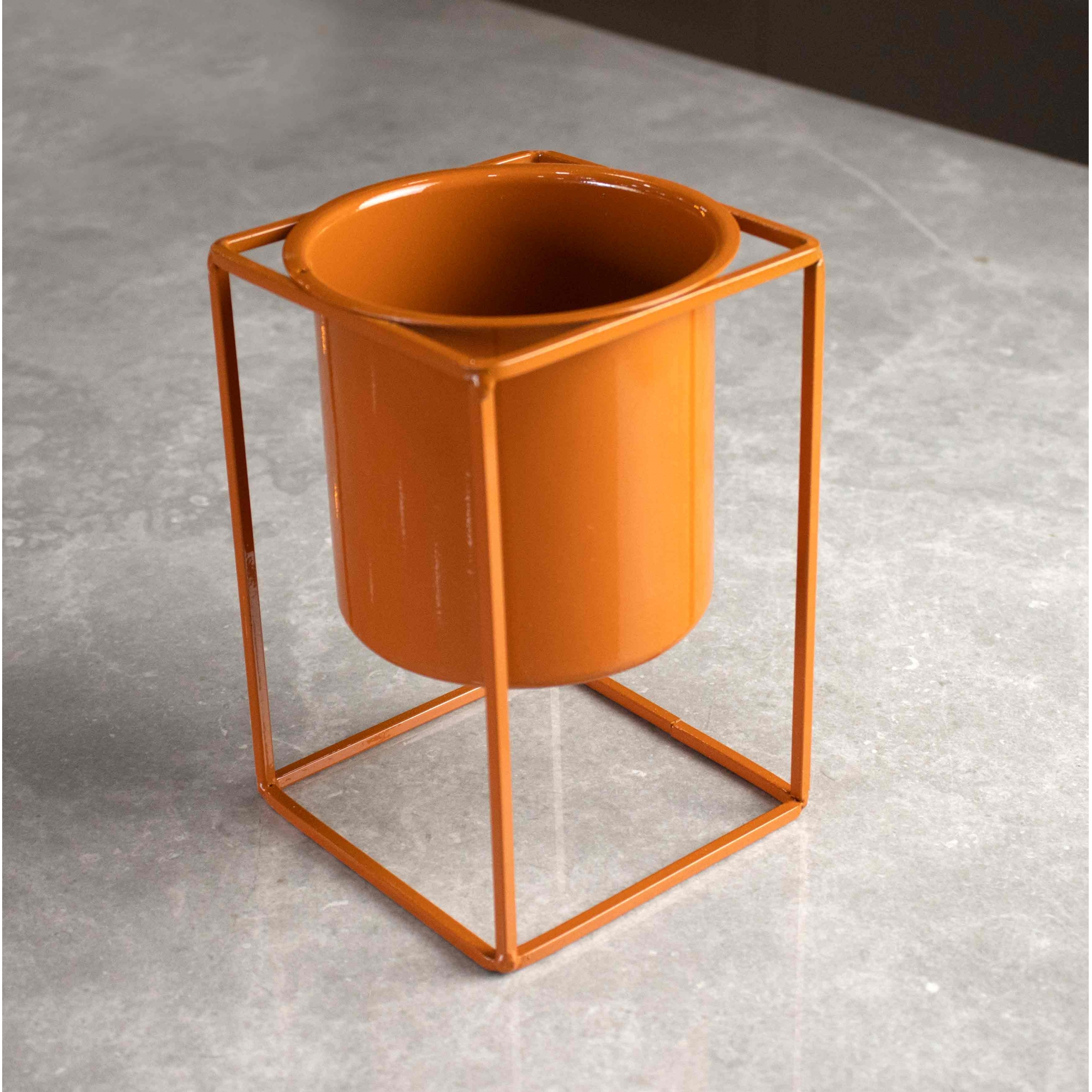 Vaso Decorativo Terracota com Suporte em Metal 16x11 cm - D'Rossi