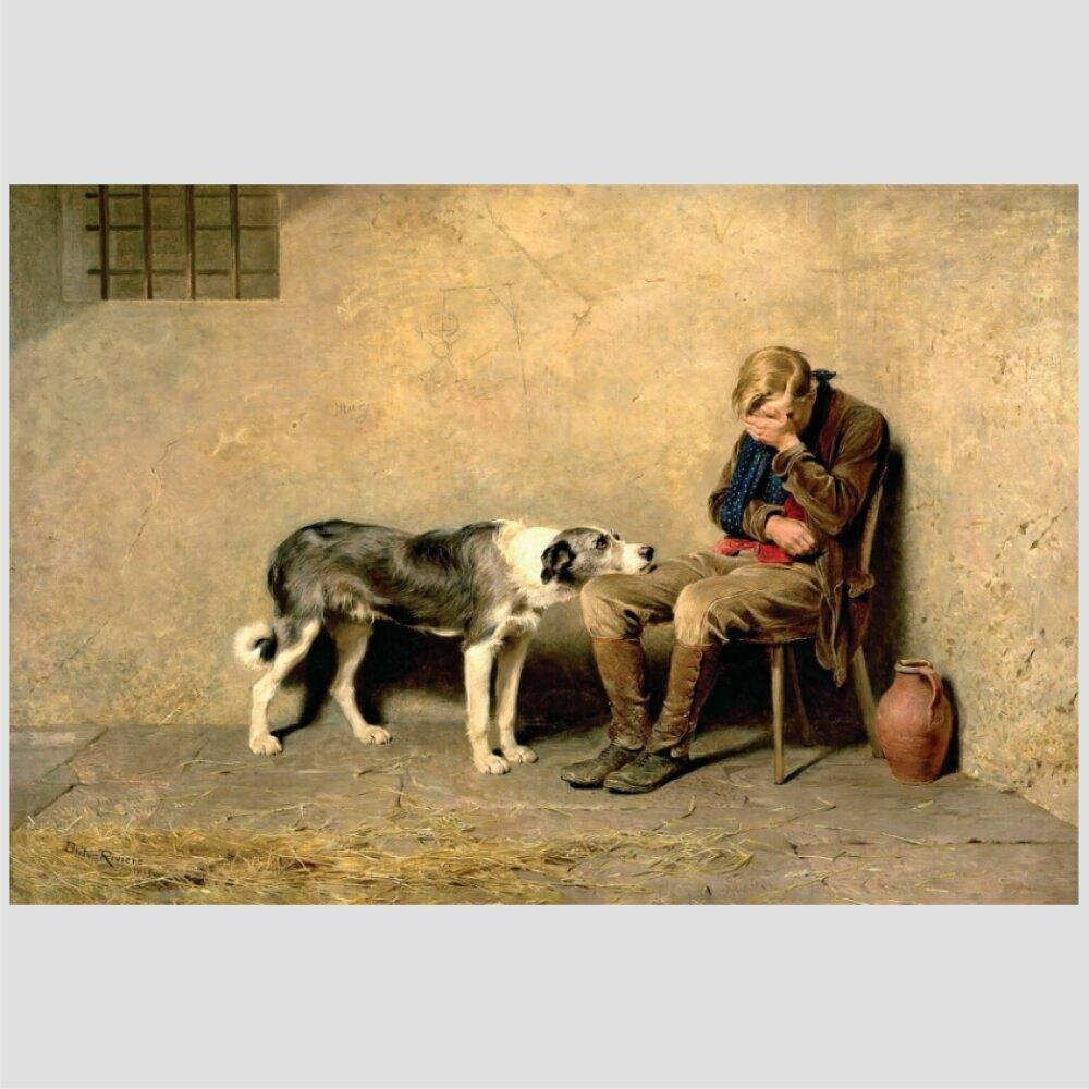 Quadro Briton Rivière Xii Tela Moldura Preta 95X63Cm