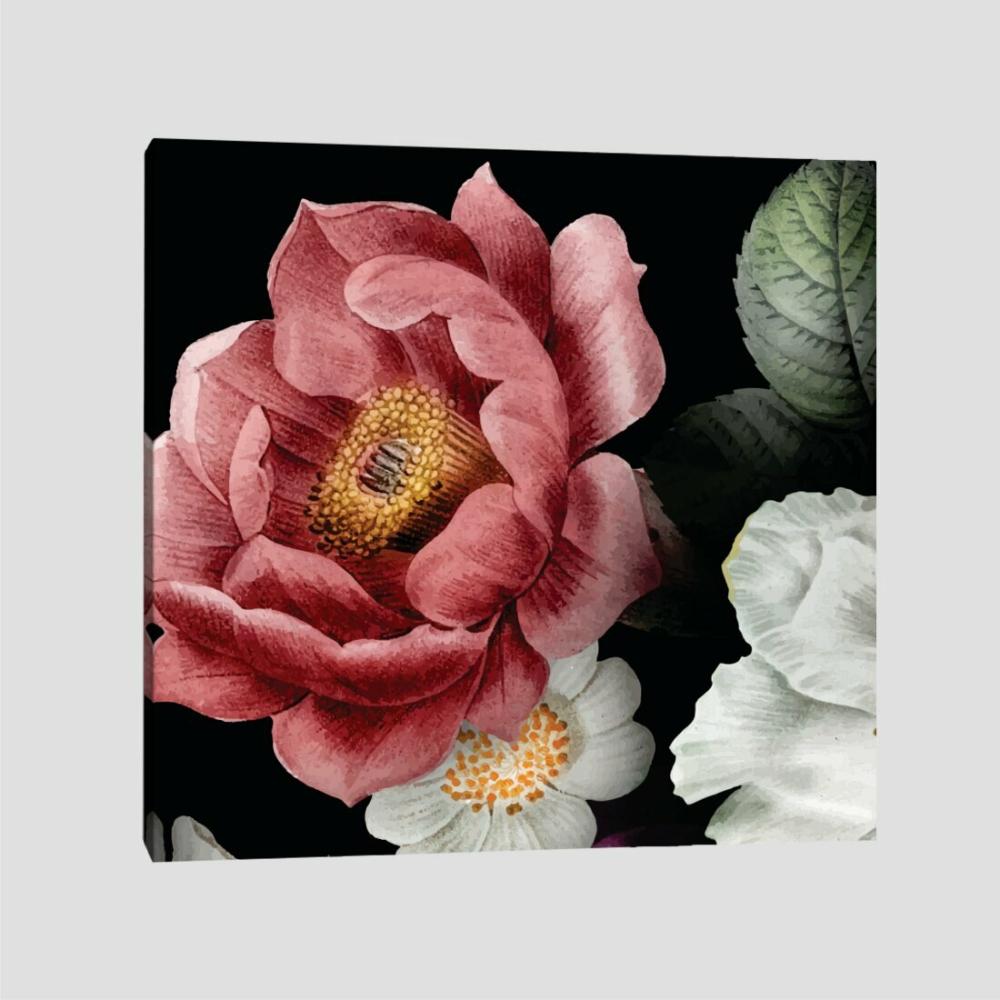 Quadro Camélia Rosa I Tela No Chassi 40X40Cm