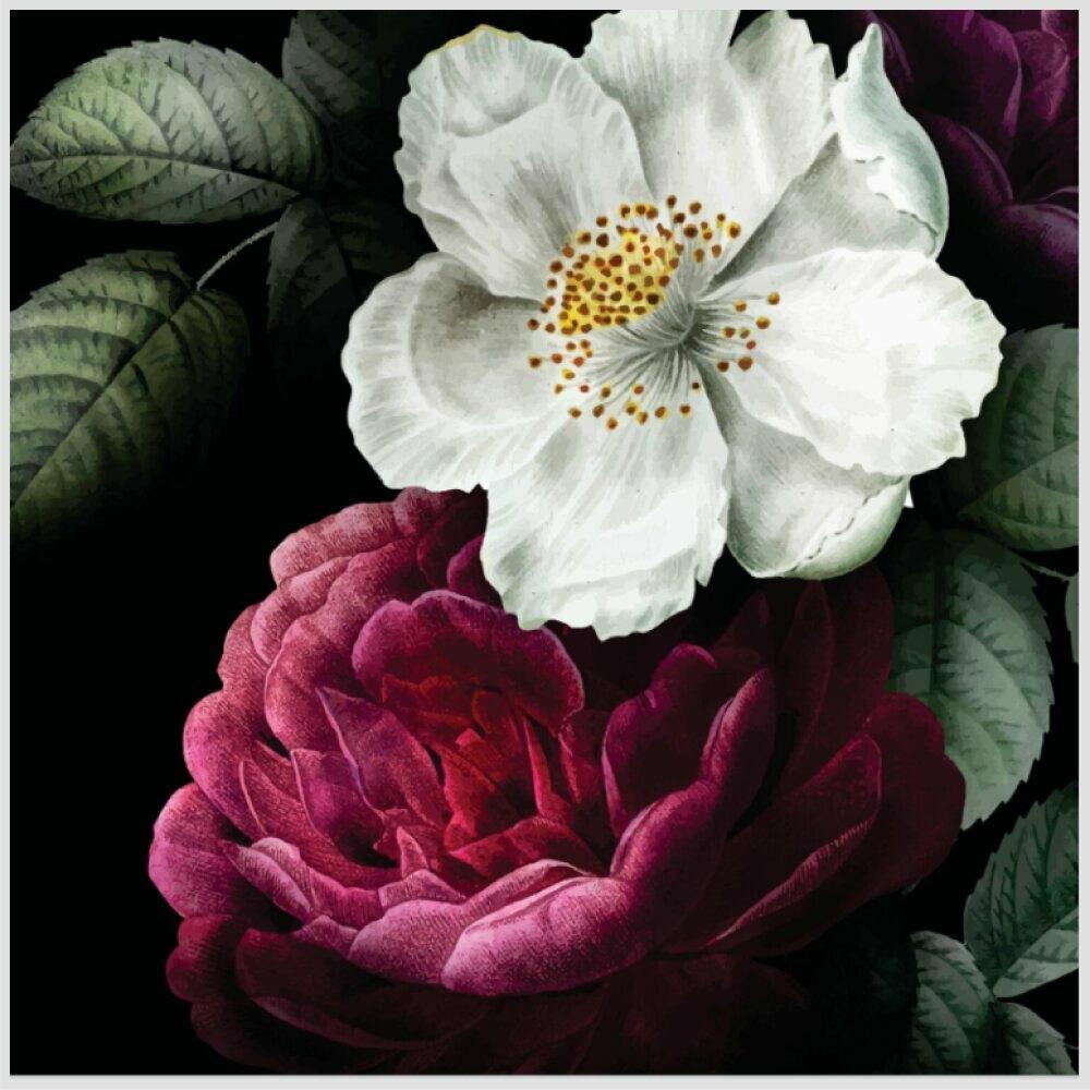 Quadro Camélia Rosa Ii Tela No Chassi 60X60Cm