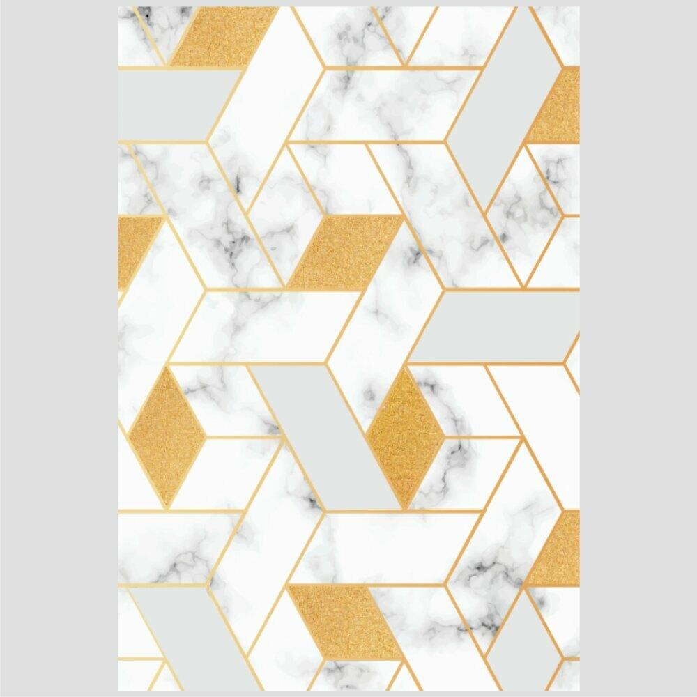 Quadro Cinza Dourado Tela Moldura Branca 120X80Cm