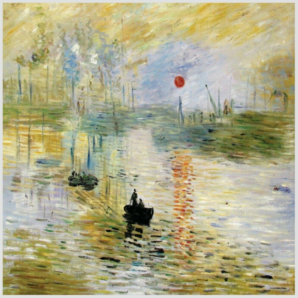 Quadro Claude Monet Nascer Do Sol Tela Moldura Preta 60X60Cm