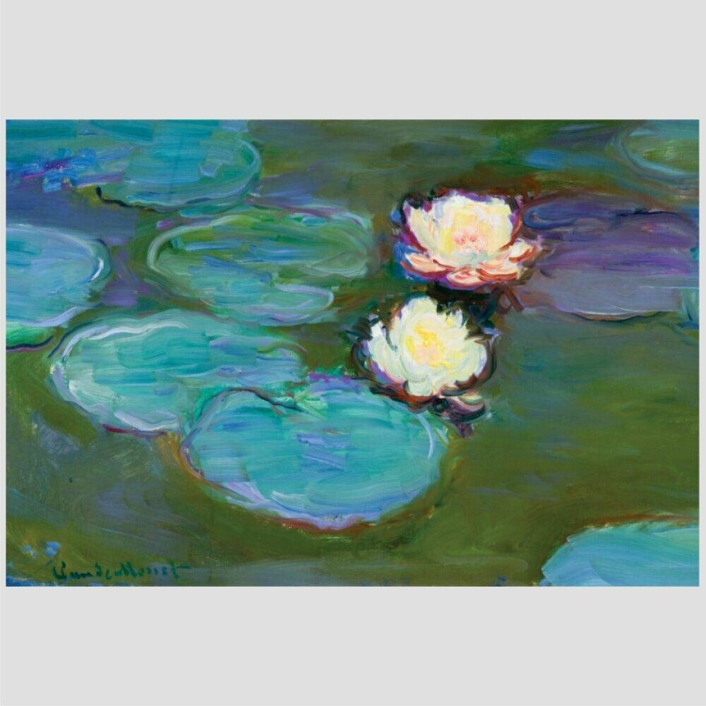 Quadro Claude Monet Nympheas Tela Moldura Branca 45X30Cm