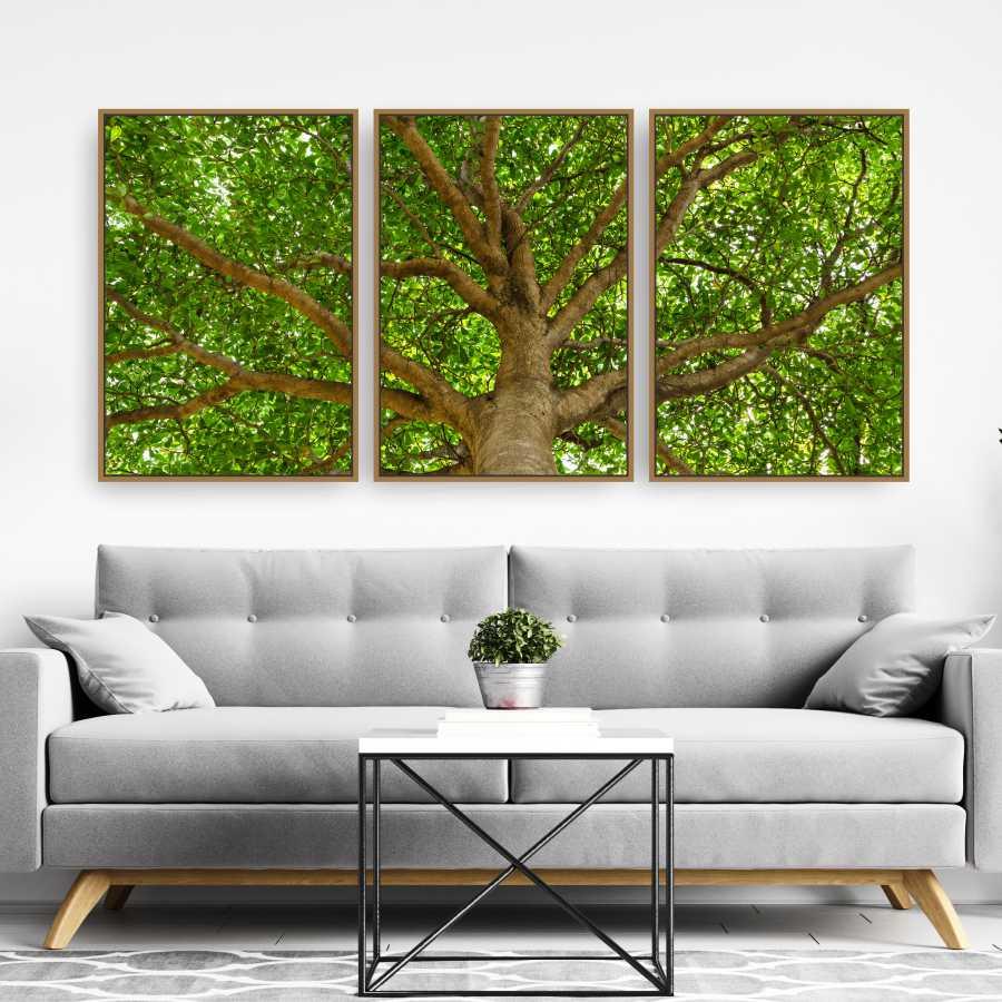 Quadro Composição Tronco Moldura Bege 3X 95X63Cm