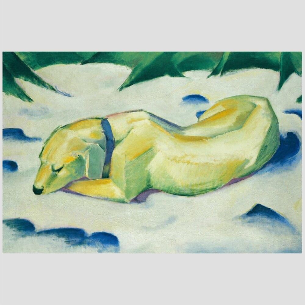 Quadro Franz Marc Dog Lying In The Snow Tela No Chassi 45X30Cm