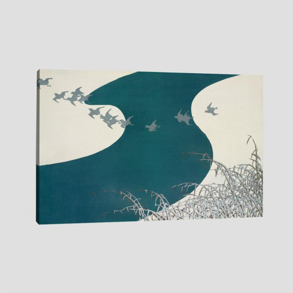 Quadro Kamisaka Flying Birds Tela No Chassi 95X63Cm