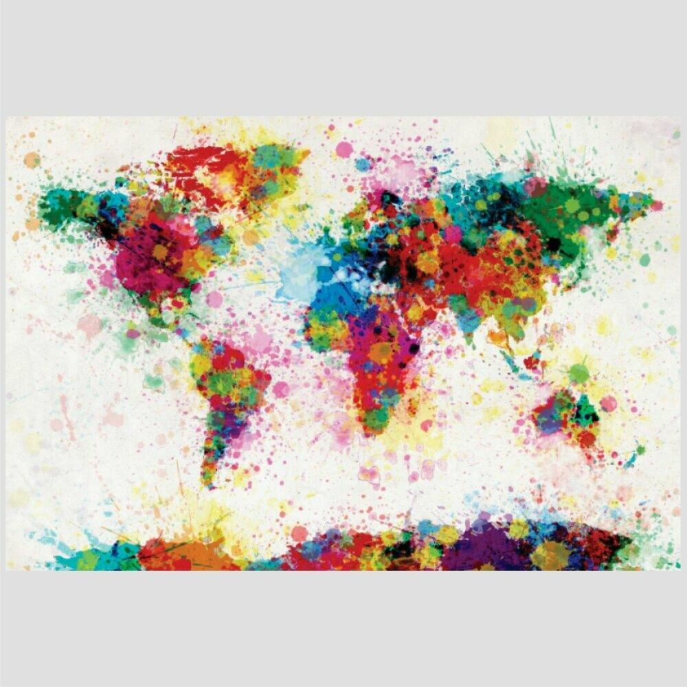Quadro Mapas Mapa Mundi Tinta Tela No Chassi 95X63Cm