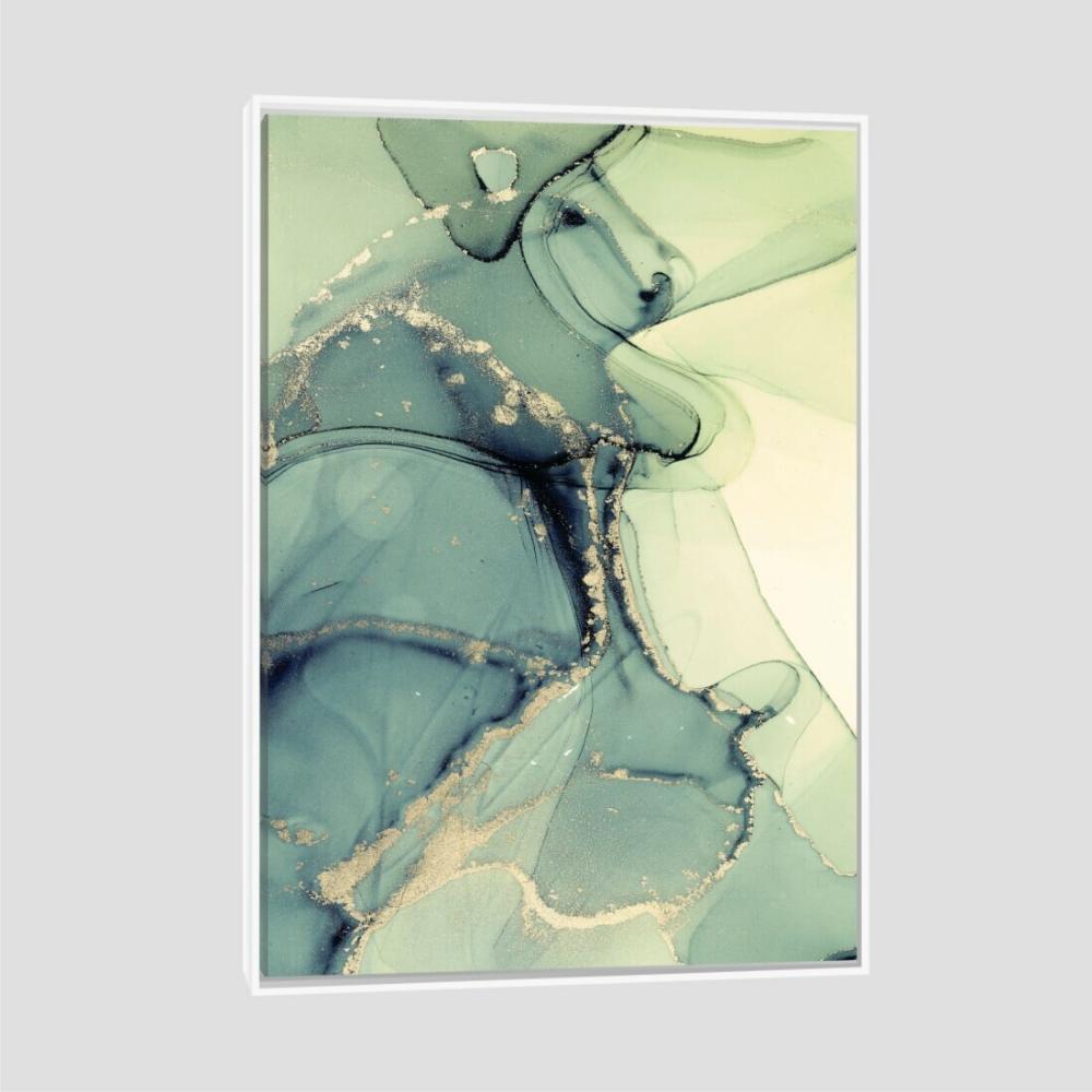Quadro Mix Onda V Tela Moldura Branca 63X42Cm