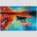 Quadro Paisagem Barco Tela No Chassi 63X42Cm